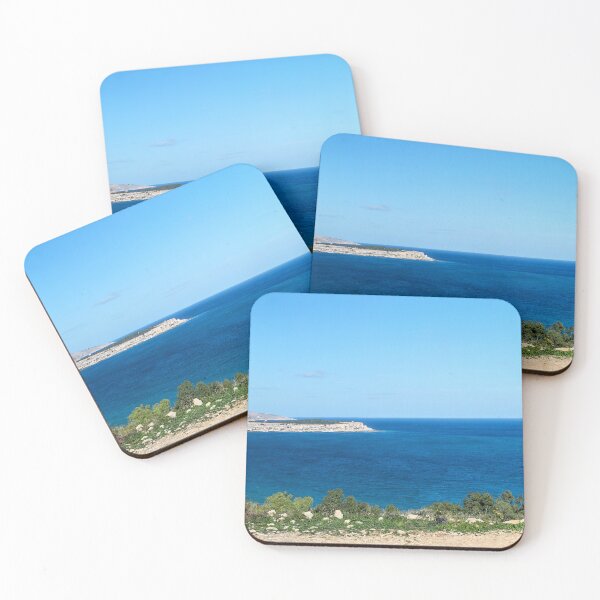 Item preview, Panoramic Rocky Coastline Overlooking Deep Blue Sea Under Clear Sunny Sky designed and sold by Nmallia.