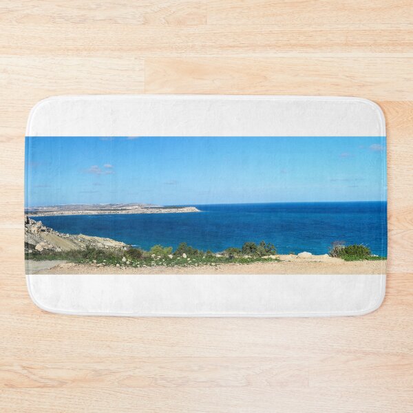 Item preview, Panoramic Rocky Coastline Overlooking Deep Blue Sea Under Clear Sunny Sky designed and sold by Nmallia.