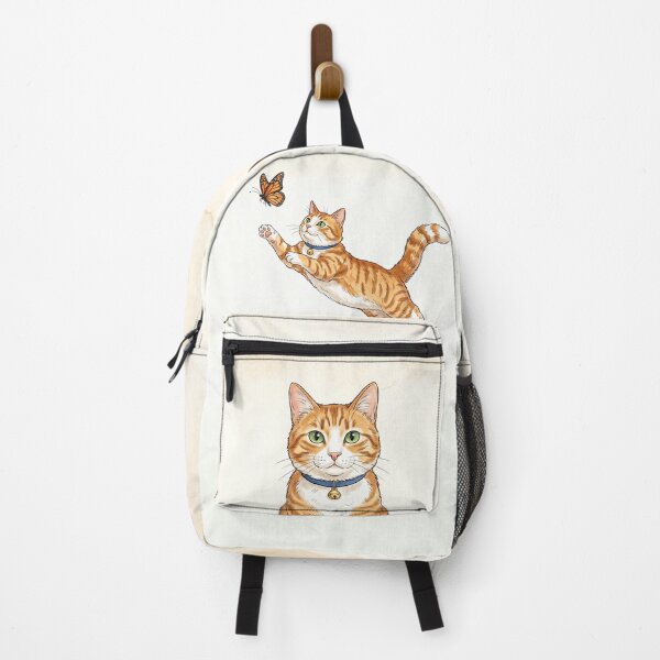 Item preview, Cute Orange Tabby Cat Chasing Butterfly Watercolor Illustration designed and sold by SIXTEENITY.