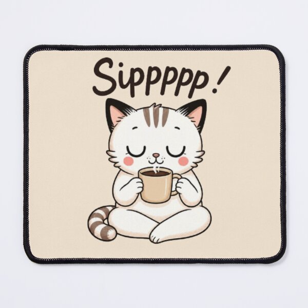 Item preview, Sippppp Cute Coffee Cat Sticker Kawaii Cat Drinking Coffee Aesthetic Decal designed and sold by IconicDesignsXd.