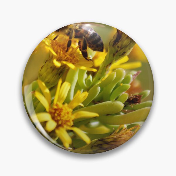 Item preview, Honey Bee Pollinating Yellow Wildflowers Close-Up Macro Photo Showing Nature And Spring Activity designed and sold by Nmallia.