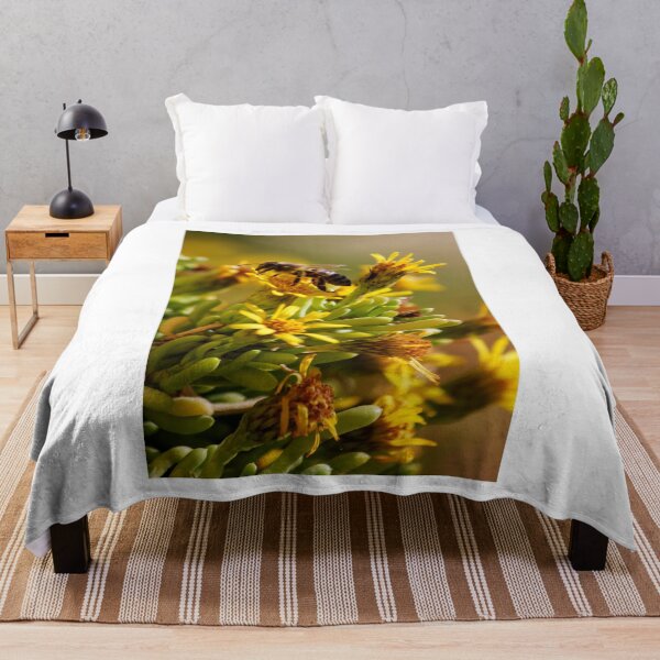 Item preview, Honey Bee Pollinating Yellow Wildflowers Close-Up Macro Photo Showing Nature And Spring Activity designed and sold by Nmallia.