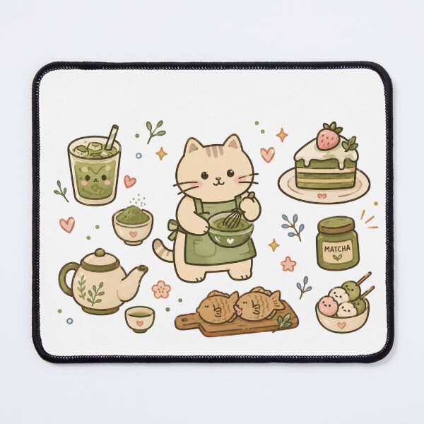 Item preview, Cute Matcha Cat Cafe Sticker | Cozy Kawaii Matcha Dessert Aesthetic designed and sold by TessHandmadeCreation .