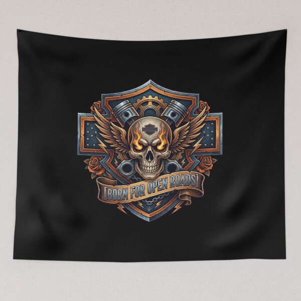Item preview, Harley Davidson Born For Open Roads Retro V Twin Motorcycle Artwork designed and sold by enzoade.
