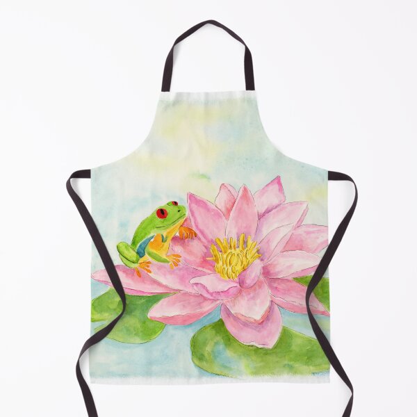 Item preview, Red Eyed Tree Frog on Pink Lotus Watercolor Painting designed and sold by daphsam.
