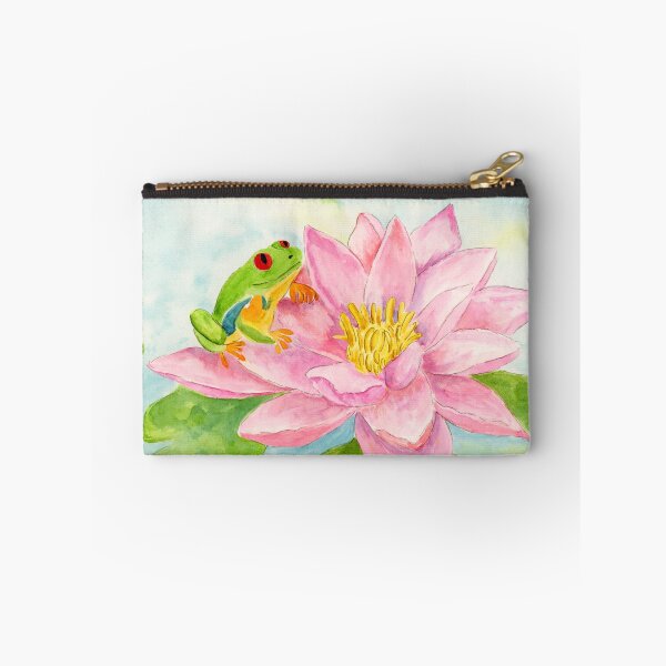 Item preview, Red Eyed Tree Frog on Pink Lotus Watercolor Painting designed and sold by daphsam.