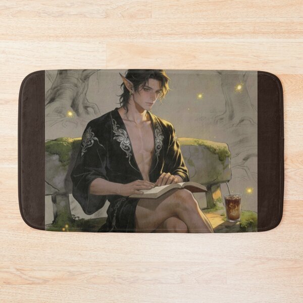 Item preview, Fantasy Elf Book Boyfriend Reading Iced Coffee Romance Art designed and sold by FIREDesignsPOD.