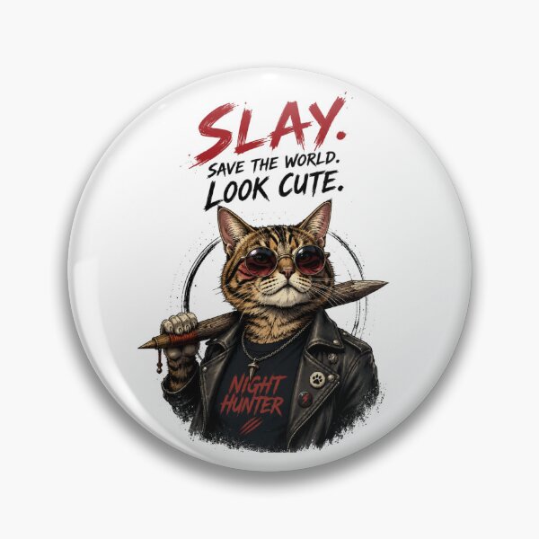 Item preview, Night Hunter Cat Warrior – Funny Cool Cat Graphic T-Shirt Design designed and sold by Newthingzy.