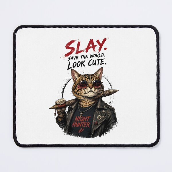 Item preview, Night Hunter Cat Warrior – Funny Cool Cat Graphic T-Shirt Design designed and sold by Newthingzy.