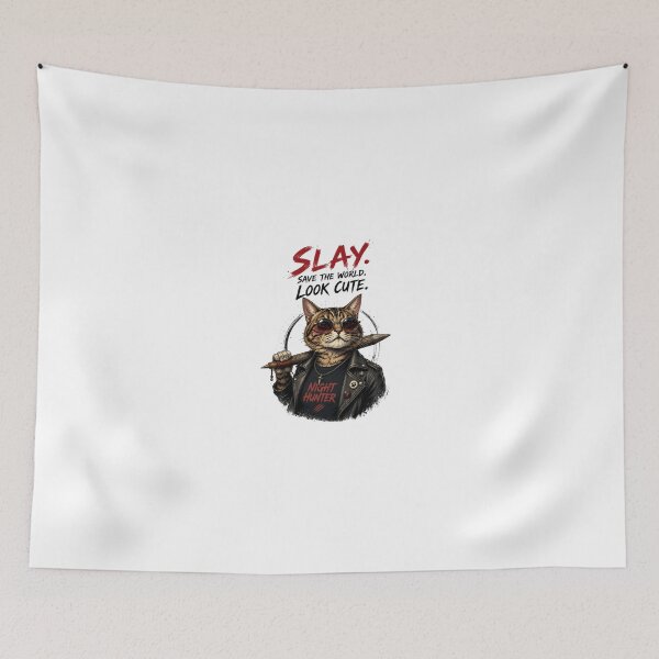 Item preview, Night Hunter Cat Warrior – Funny Cool Cat Graphic T-Shirt Design designed and sold by Newthingzy.