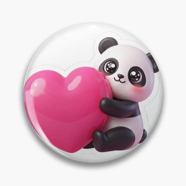 Item preview, Cute Panda Holding Pink Heart designed and sold by ImaginaLuxe Art.