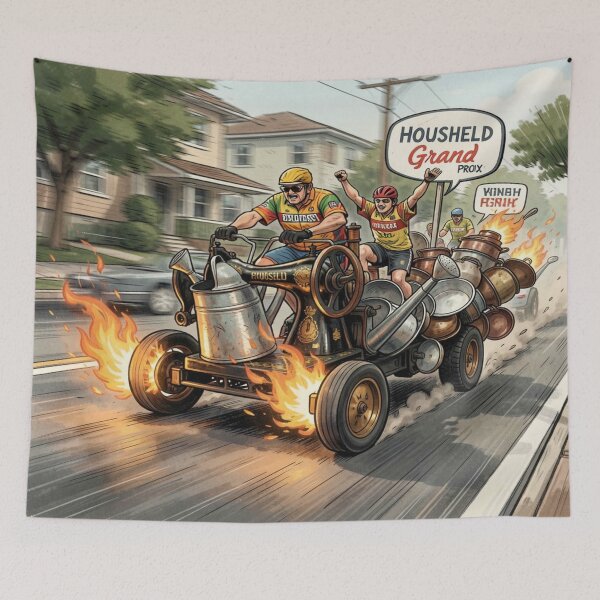 Item preview, Fantastic Household Grand Prix full of creativity and speed in a wild everyday racing scene designed and sold by FotoworldEdel.