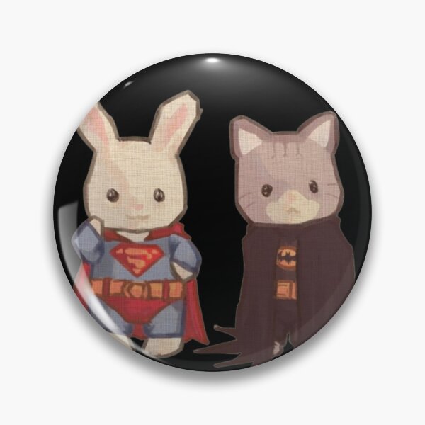Item preview, Super Bunny & Batman Cat Plush Duo | Cute Hero & Vigilante Kawaii Art designed and sold by NDrake31.