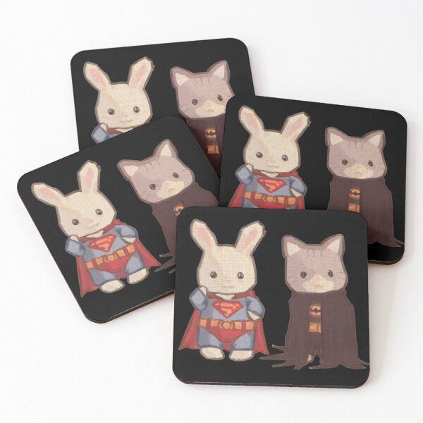 Item preview, Super Bunny & Batman Cat Plush Duo | Cute Hero & Vigilante Kawaii Art designed and sold by NDrake31.