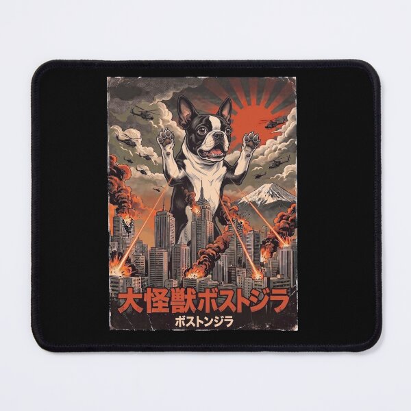 Item preview, Boston Terrier Dogzilla Japanese Fuji Art Dog Owner designed and sold by DoodleTortle.