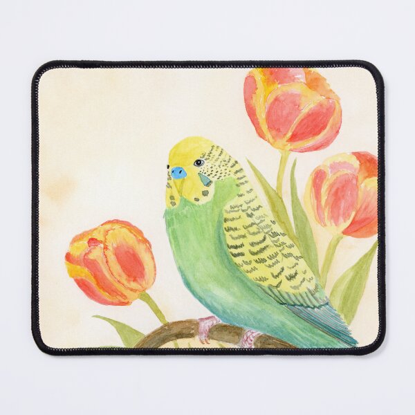 Item preview, Parakeet with Tulips Watercolor designed and sold by daphsam.