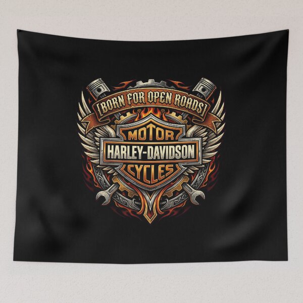 Item preview, Harley Davidson Born For Open Roads Dark Biker Aesthetic Graphic designed and sold by enzoade.