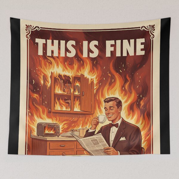 Item preview, This is Fine (Not Really) Vintage Retro Dad Joke designed and sold by Retro-Anime9.