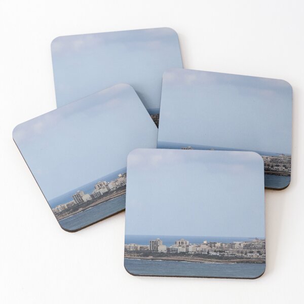Item preview, Mediterranean Coastal Town Skyline Along Calm Blue Sea With Rocky Shoreline designed and sold by Nmallia.
