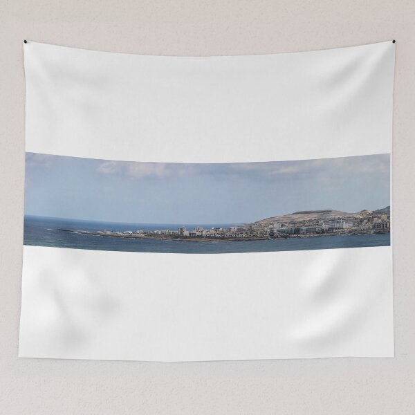 Item preview, Mediterranean Coastal Town Skyline Along Calm Blue Sea With Rocky Shoreline designed and sold by Nmallia.
