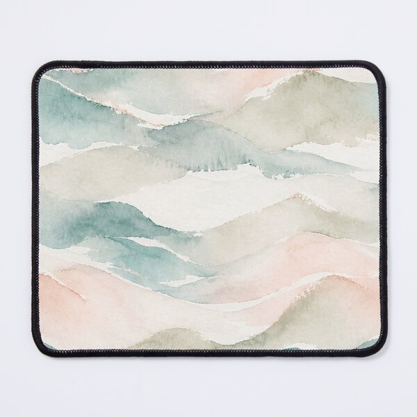 Item preview, Abstract Coastal Watercolor Landscape | Waves, Clouds & Mountains in Soft Pastels designed and sold by TheSlowShore.