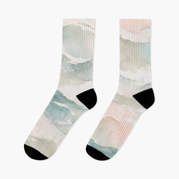 Item preview, Abstract Coastal Watercolor Landscape | Waves, Clouds & Mountains in Soft Pastels designed and sold by TheSlowShore.