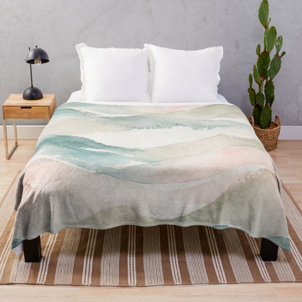 Item preview, Abstract Coastal Watercolor Landscape | Waves, Clouds & Mountains in Soft Pastels designed and sold by TheSlowShore.
