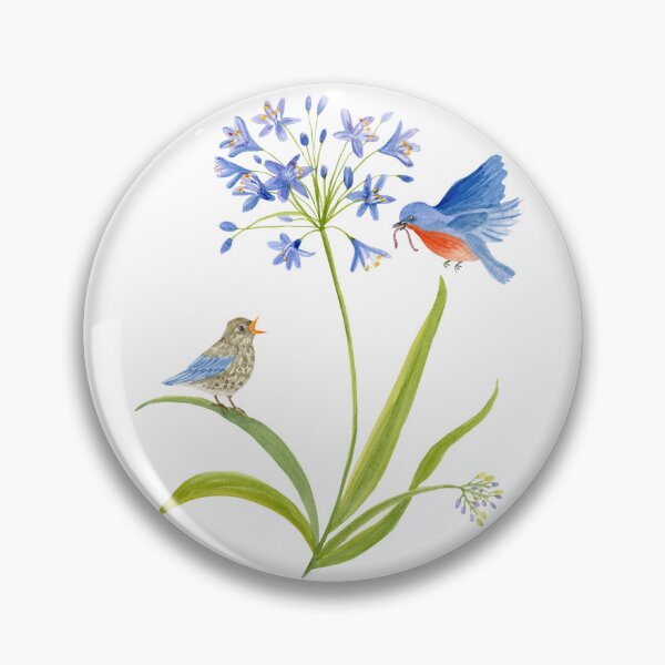 Item preview, African Lily with Bluebird Mother and Baby Watercolor designed and sold by daphsam.