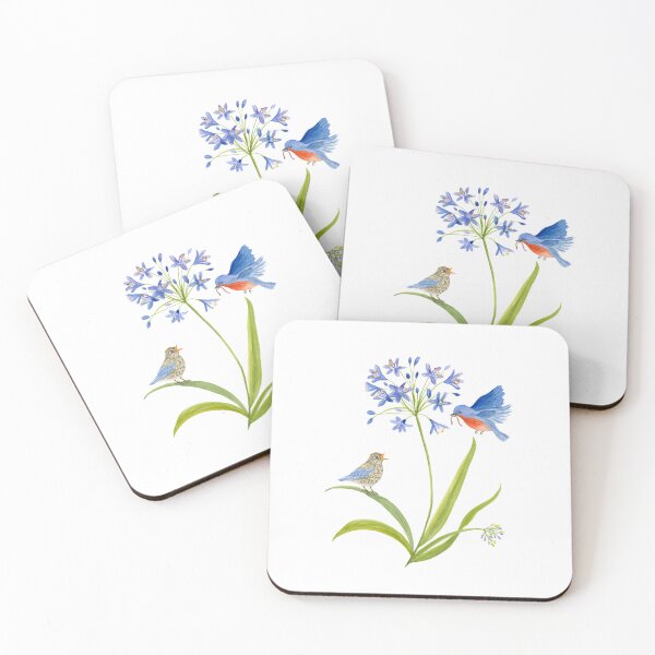 Item preview, African Lily with Bluebird Mother and Baby Watercolor designed and sold by daphsam.