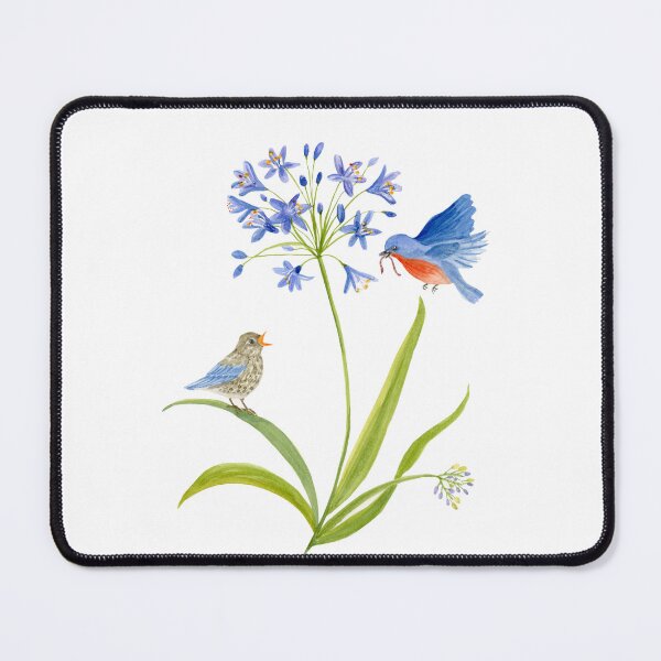 Item preview, African Lily with Bluebird Mother and Baby Watercolor designed and sold by daphsam.