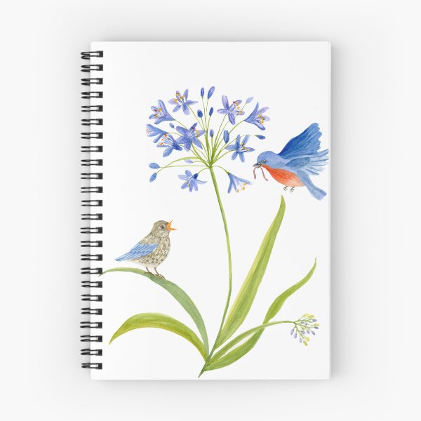 Item preview, African Lily with Bluebird Mother and Baby Watercolor designed and sold by daphsam.