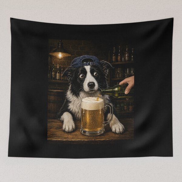 Item preview, Border Collie Drinking Beer designed and sold by zoes-ink.