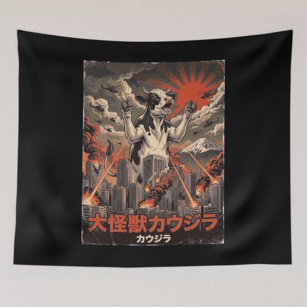 Artikelvorschau, Cowzilla Japanische Fuji-Kunst Tier Kuhliebhaber entworfen und verkauft von DoodleTortle.