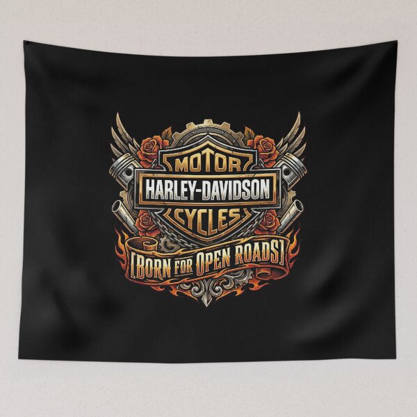 Item preview, Harley Davidson Born For Open Roads Wild Freedom Rider Artwork designed and sold by enzoade.