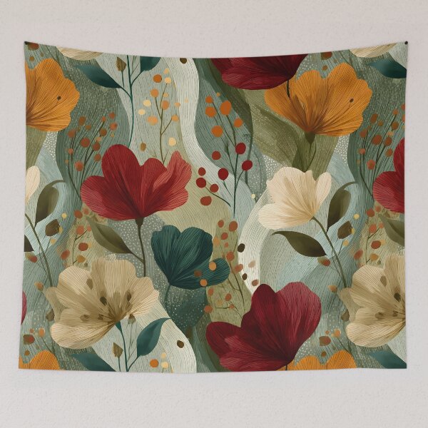 Item preview, Romantic Abstract Whimsical Organic Cororful Floral Painting Pattern designed and sold by GrinGalore.