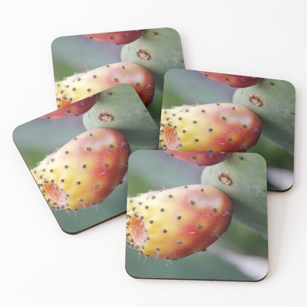 Item preview, Close-Up Of Ripe Prickly Pear Cactus Fruit On Green Opuntia Pad Macro Desert Plant designed and sold by Nmallia.