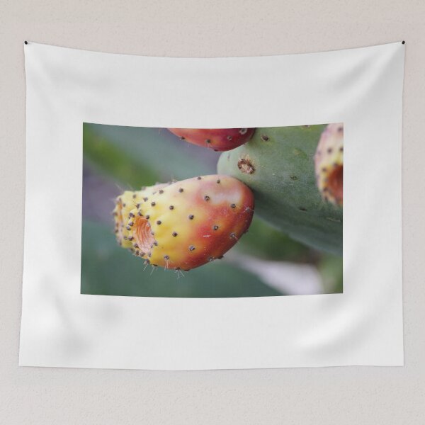 Item preview, Close-Up Of Ripe Prickly Pear Cactus Fruit On Green Opuntia Pad Macro Desert Plant designed and sold by Nmallia.
