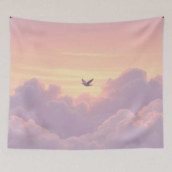 Item preview, Cozy Bird Over Pastel Clouds Quote designed and sold by Faeblehoarder.