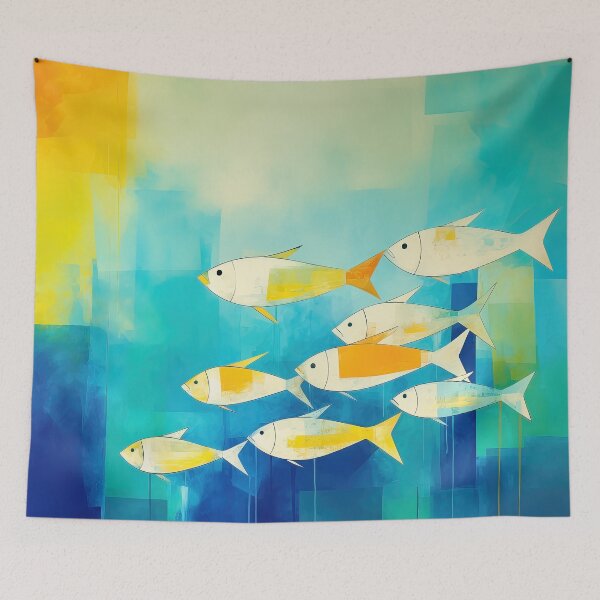 Item preview, Swimming Together – Underwater Ocean Painting designed and sold by helgekerler.