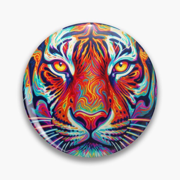 Item preview, Psychedelic neon tiger full of energy and intense colors in a powerful art scene designed and sold by FotoworldEdel.