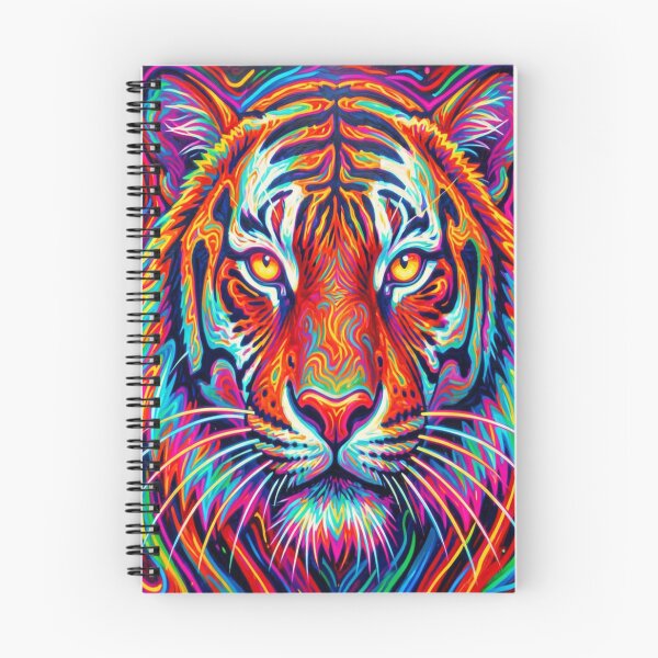 Item preview, Psychedelic neon tiger full of energy and intense colors in a powerful art scene designed and sold by FotoworldEdel.
