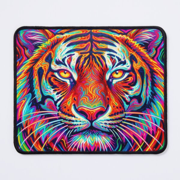 Item preview, Psychedelic neon tiger full of energy and intense colors in a powerful art scene designed and sold by FotoworldEdel.