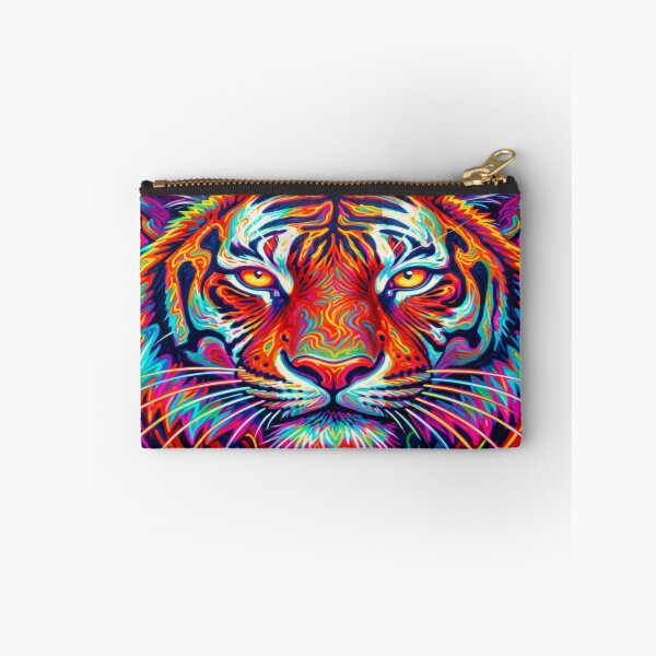 Item preview, Psychedelic neon tiger full of energy and intense colors in a powerful art scene designed and sold by FotoworldEdel.