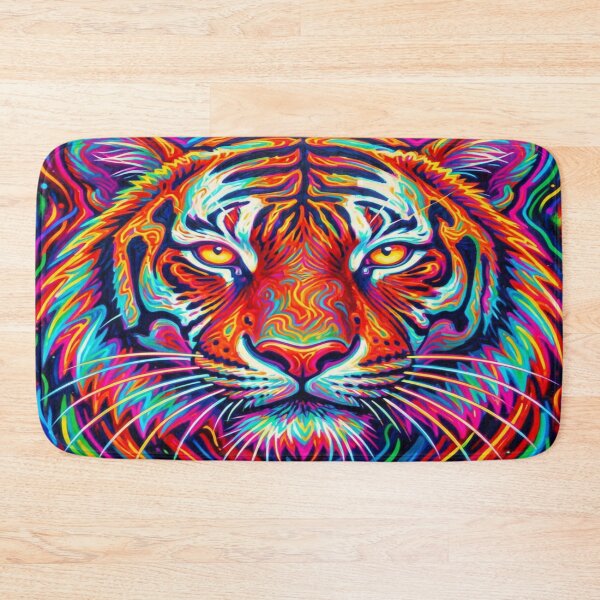Item preview, Psychedelic neon tiger full of energy and intense colors in a powerful art scene designed and sold by FotoworldEdel.