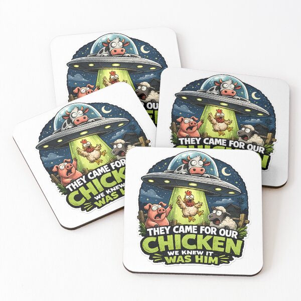 Item preview, They Came For Our Chicken Funny UFO Farm Animal Design designed and sold by PatiImagination.