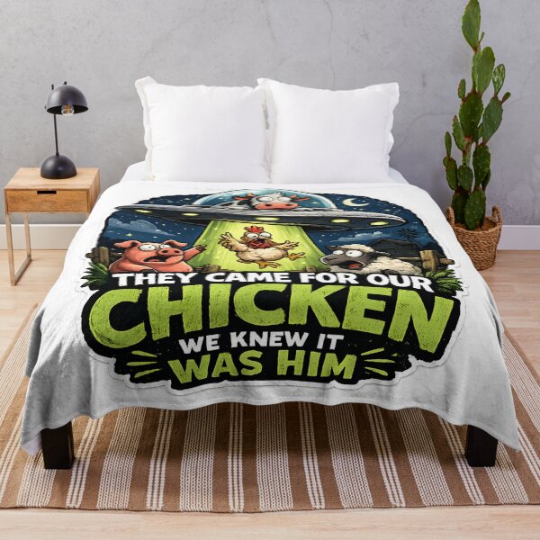 Item preview, They Came For Our Chicken Funny UFO Farm Animal Design designed and sold by PatiImagination.