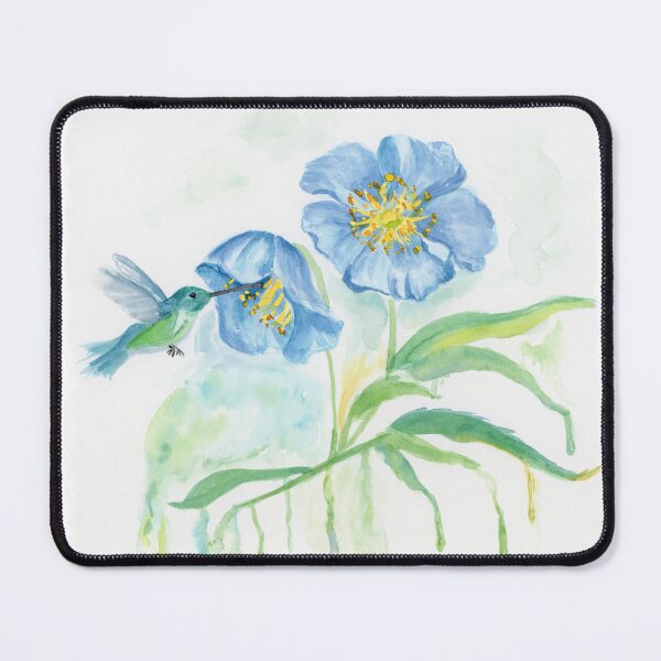 Item preview, Himalayan Blue Poppy with Hummingbird designed and sold by daphsam.