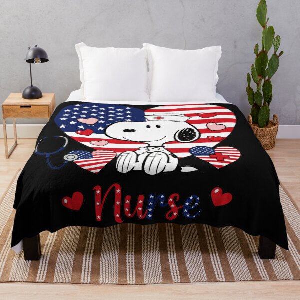 Item preview, Snoopy Nurse American Flag Heart Healthcare Professional designed and sold by LysiTHWIP.