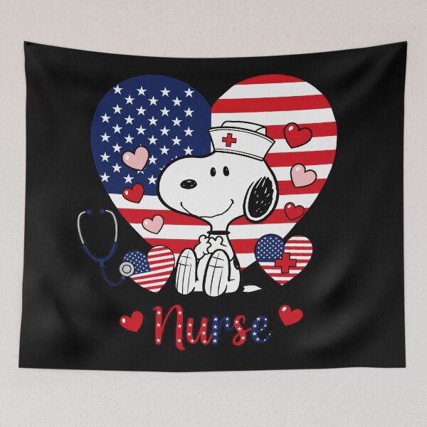 Item preview, Snoopy Nurse American Flag Heart Healthcare Professional designed and sold by LysiTHWIP.