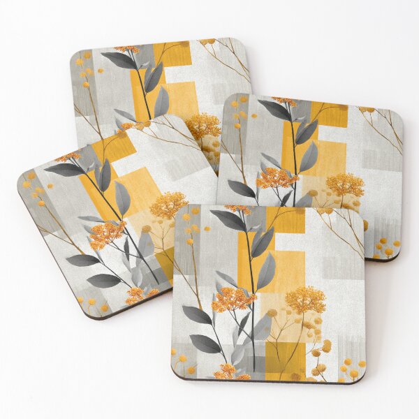 Item preview, Soft Romantic Abstract Botanical Gray Turmeric Pattern designed and sold by GrinGalore.